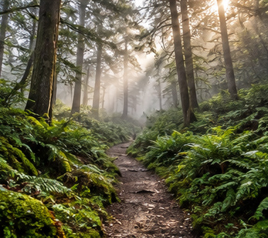 Scenic travel photograph: forest trail